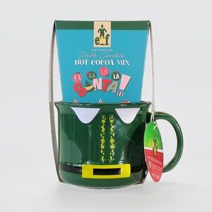 🌙B128 ELF Festive Green Elf Mug with Hot Cocoa Mix